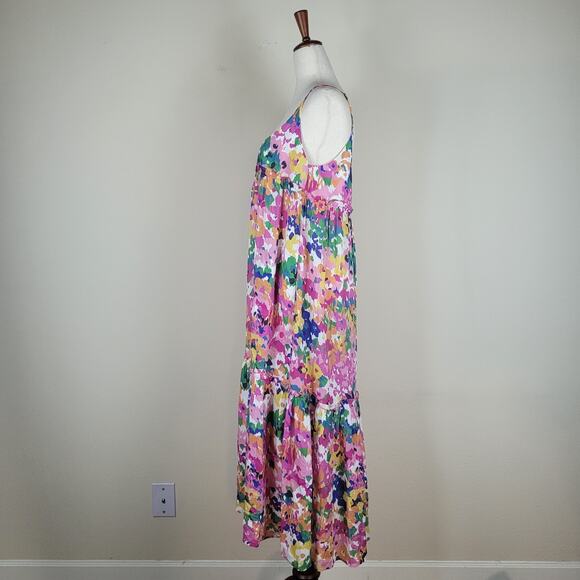 Tuckernuck Dress Small Meade Midi Floral Colorful Sleeveless Ruffles Pockets - Picture 5 of 10